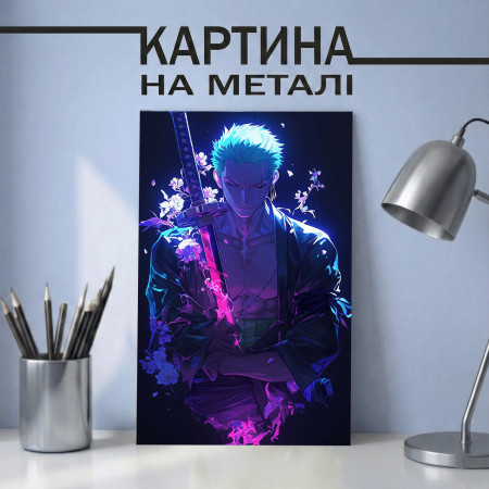 Картина на металі Roronoa Zoro in neon
