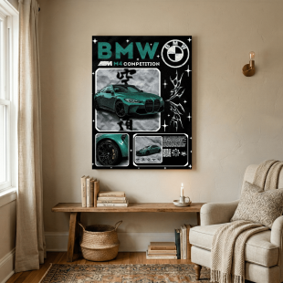 Картина на металле с автомобилем BMW M4 Competition