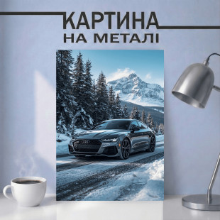 Картина на металі з автомобілем Ауді на зимовій трасі