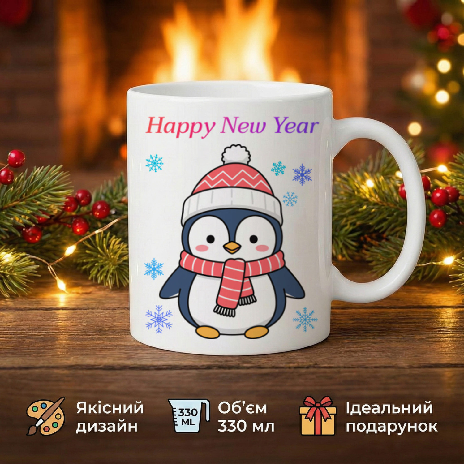 Кружка Happy New Year з пінгвінчиком