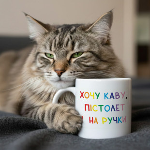 Кружка Хочу кофе, пистолет и на ручки