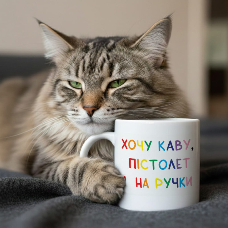 Кружка Хочу каву, пістолет і на ручки