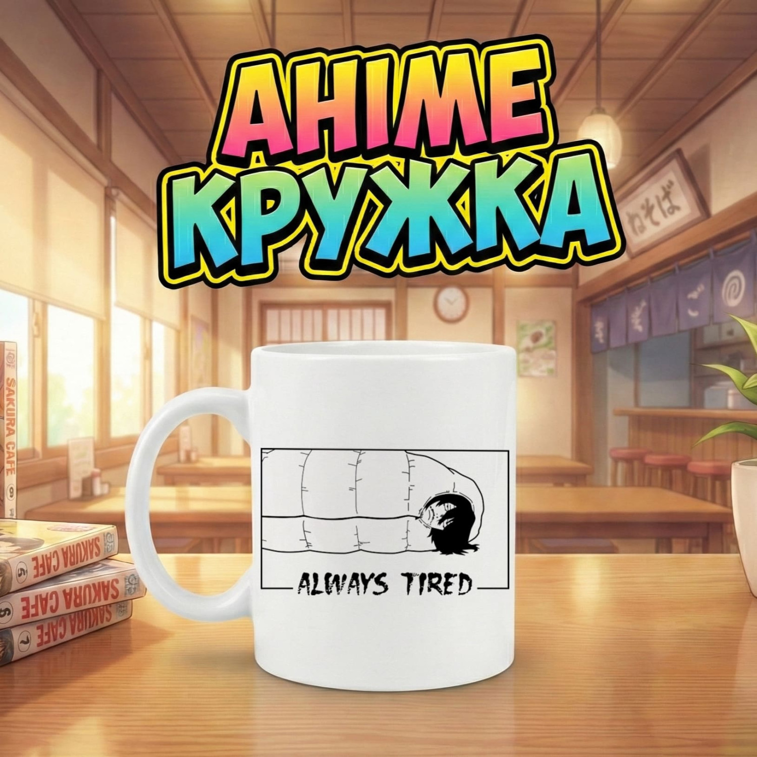 Аніме кружка з принтом Always Tired - Моя академія героїв
