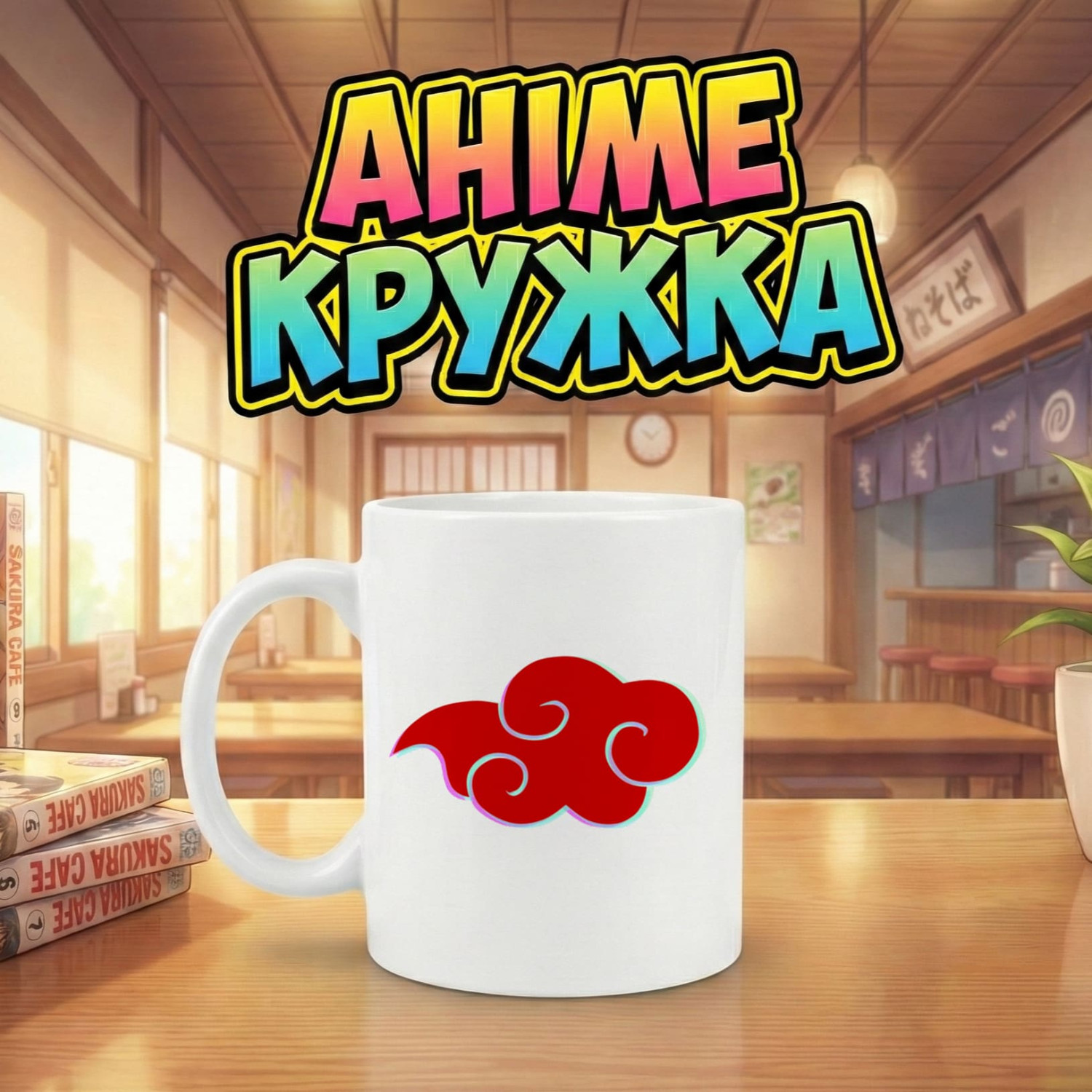 Аніме кружка з принтом «Naruto» (Хмара Акацукі) 