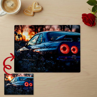 Пазл з фото Nissan Skyline GT-R на фоні заходу сонця 