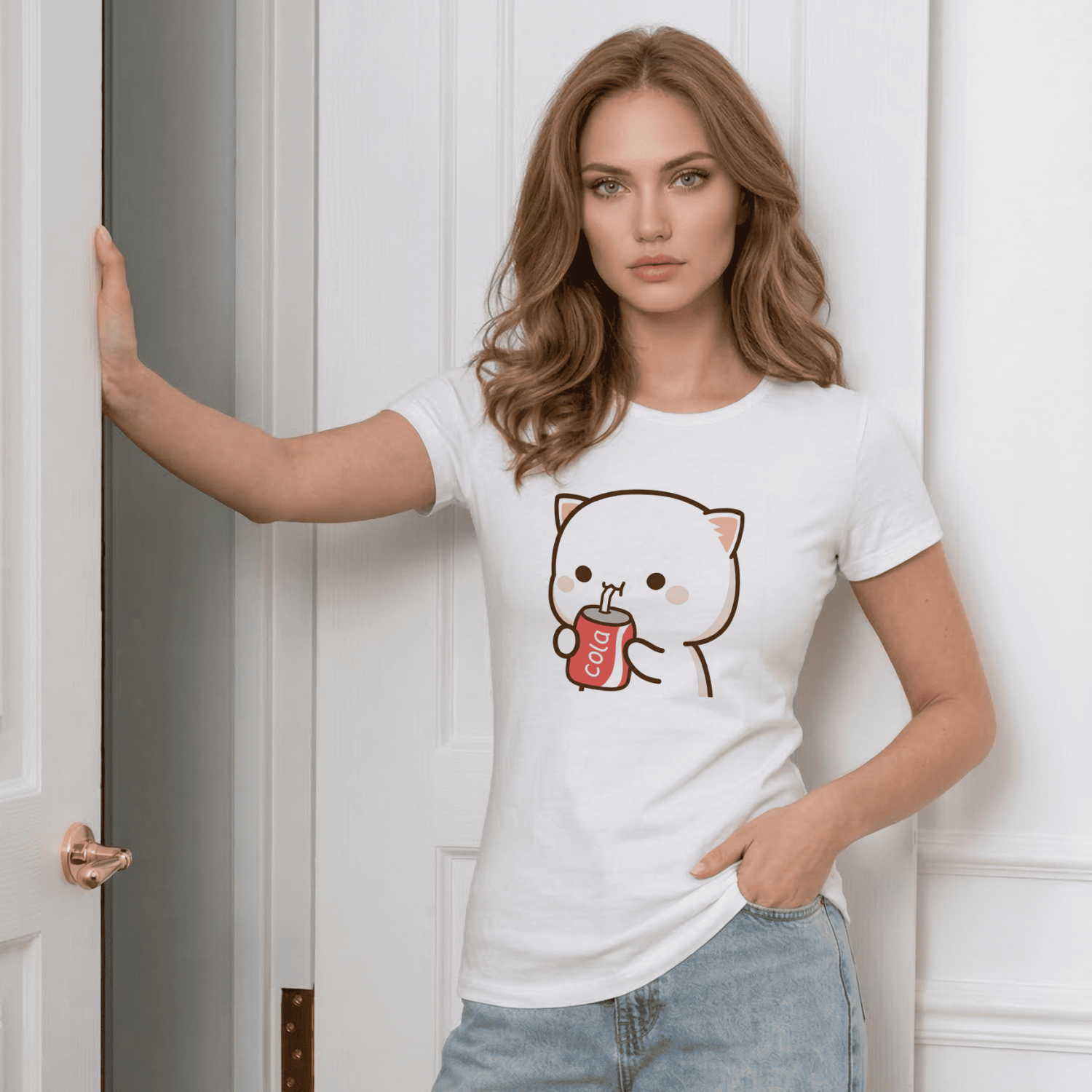 Парні Футболки Котики з напоями у kawaii стилі