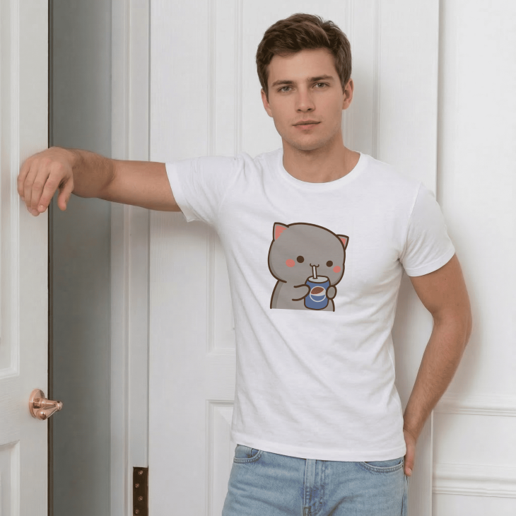 Парні Футболки Котики з напоями у kawaii стилі