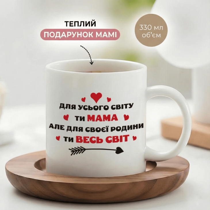 Кружка Для усього світу ти мама, але для своєї родини ти весь світ