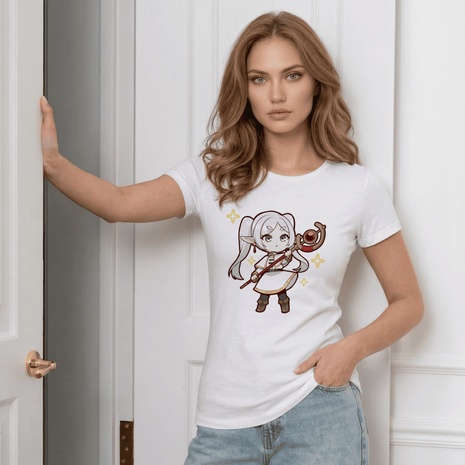 Аніме футболка Фрірен з милим chibi принтом