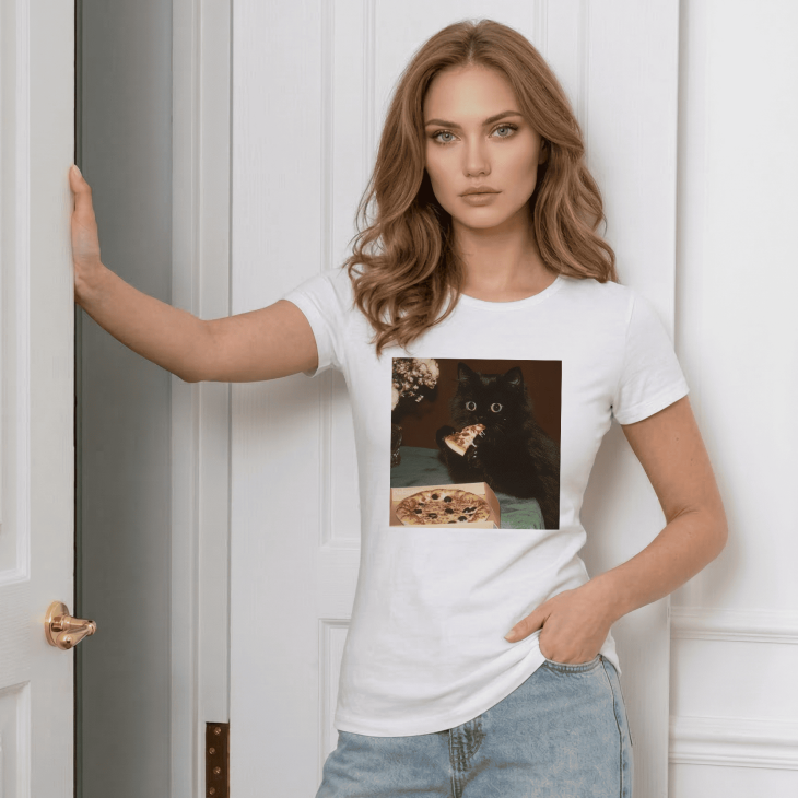 Футболка Котик їсть піцу