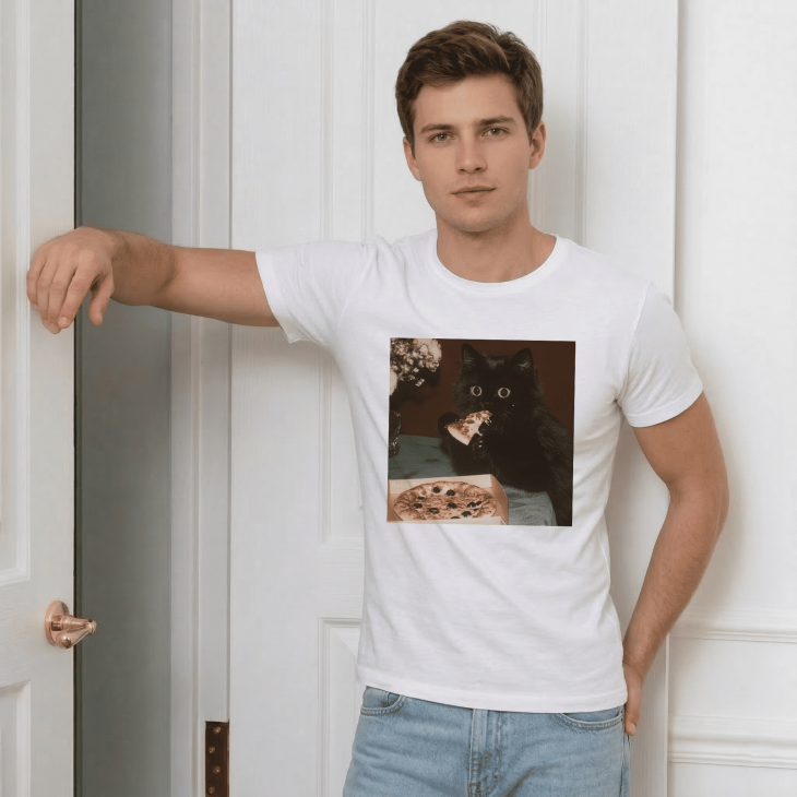 Футболка Котик їсть піцу