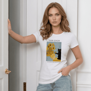 Футболка Black Cat & Sunflowers