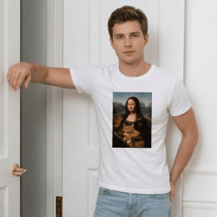 Футболка Mona Lisa with cat