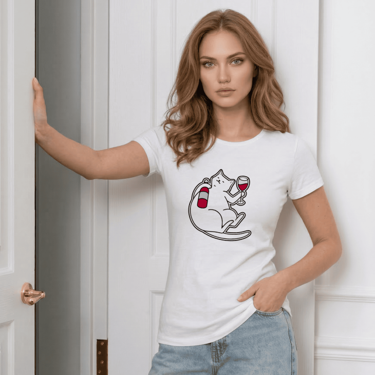 Футболка Kitty with wine
