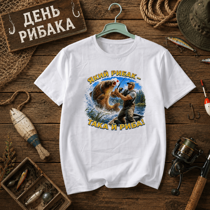 Футболка Який рибак — така й риба!