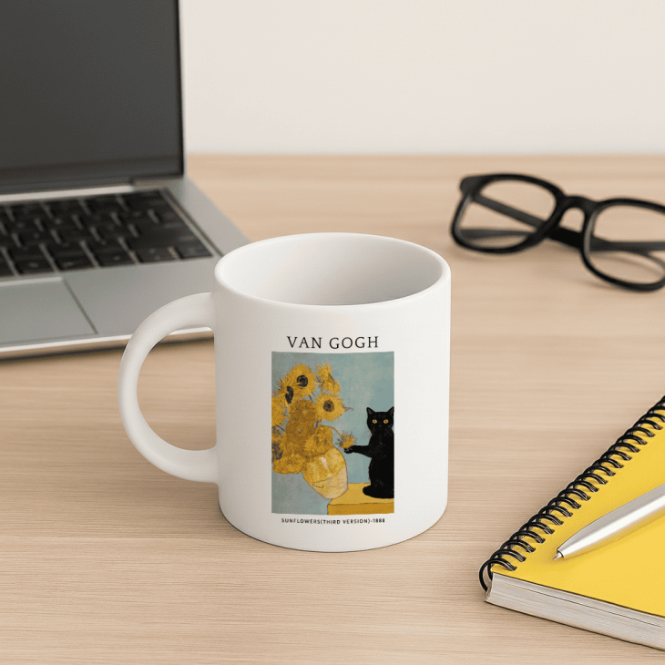 Кружка Black Cat & Sunflowers