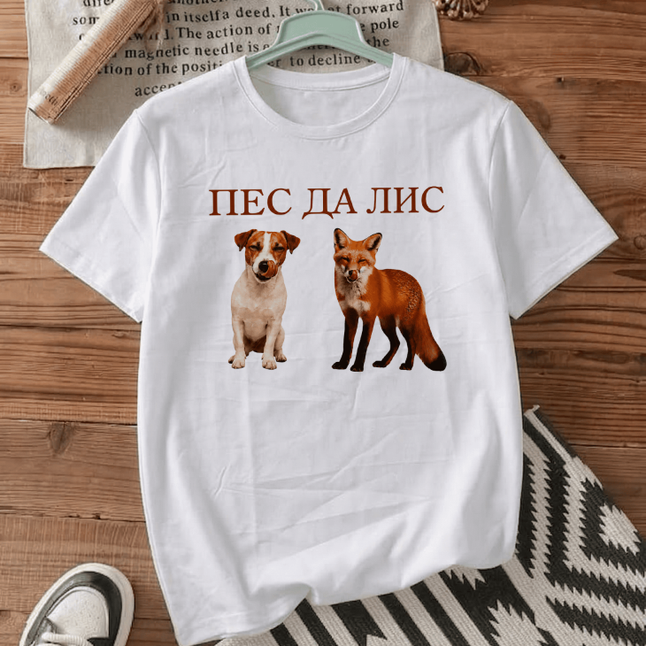 Футболка оверсайз з принтом «Пес Да Лис»
