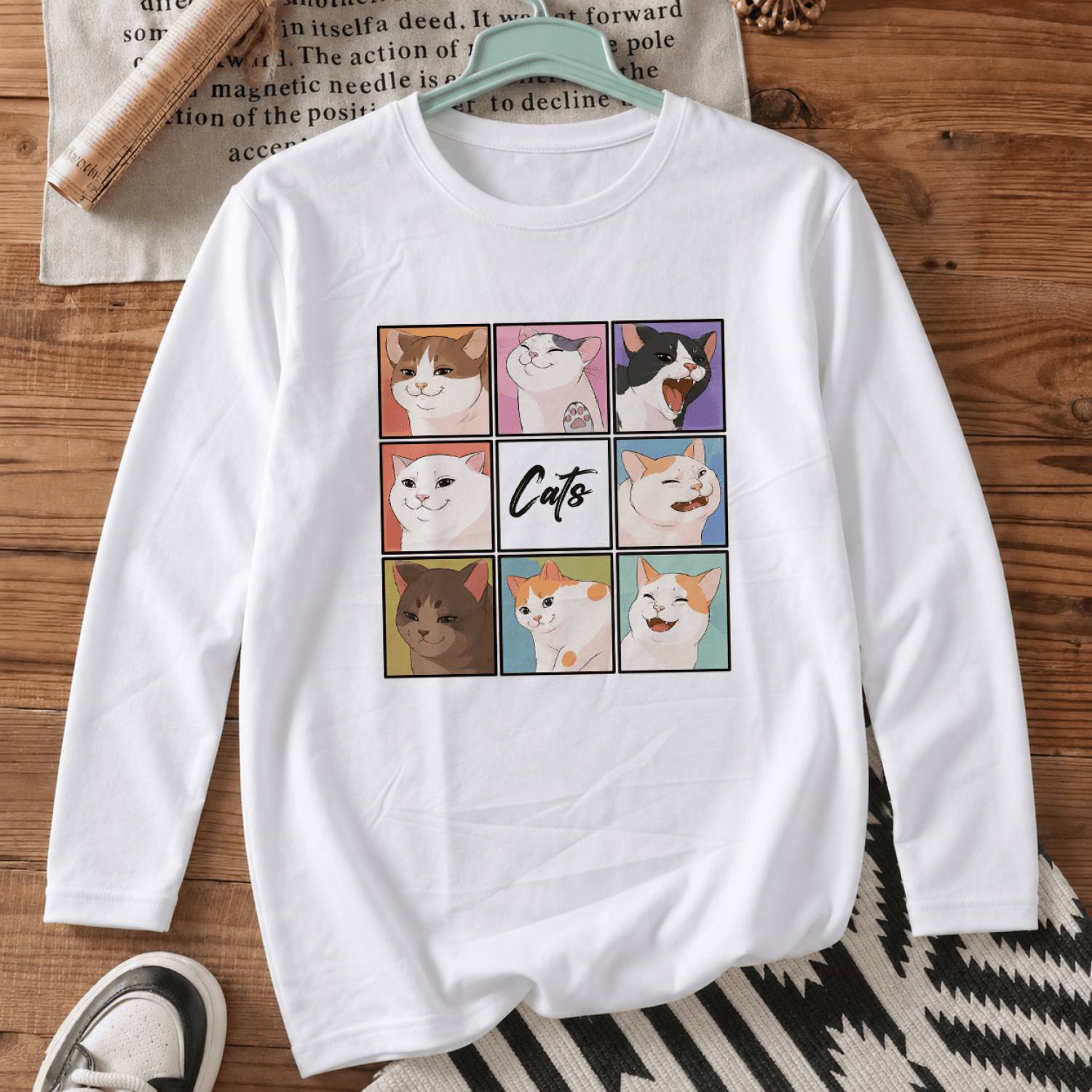 Лонгслів з принтом «Silly cats»
