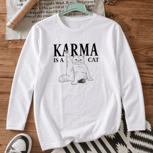 Лонгслів з принтом «Karma is a cat»