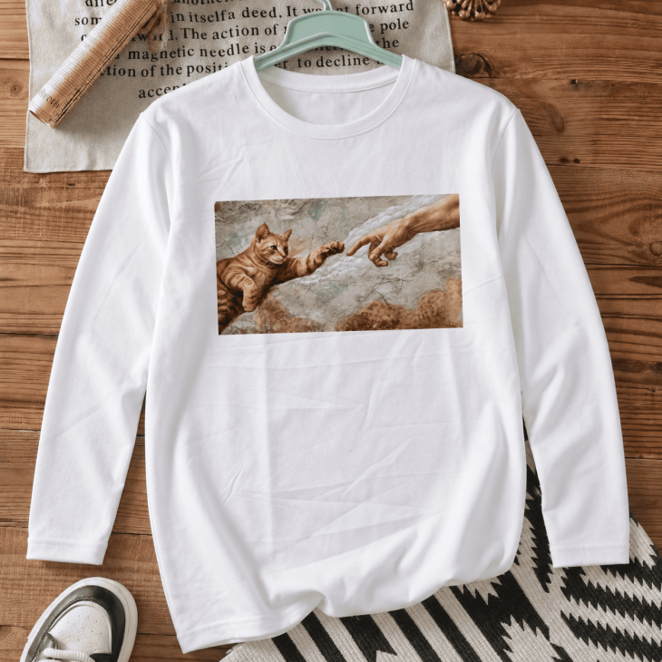 Лонгслів з принтом «Touch of the cat»