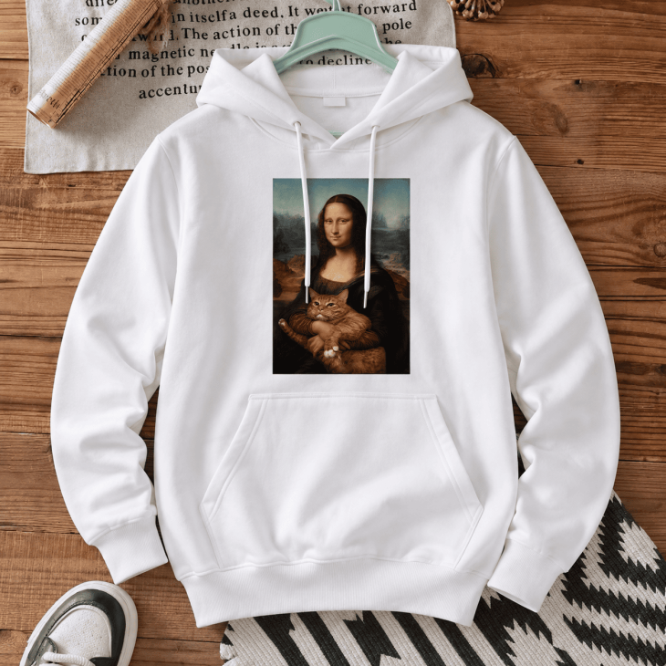 Худі з принтом «Mona Lisa with cat»