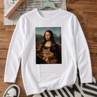 Лонгслів з принтом «Mona Lisa with cat»