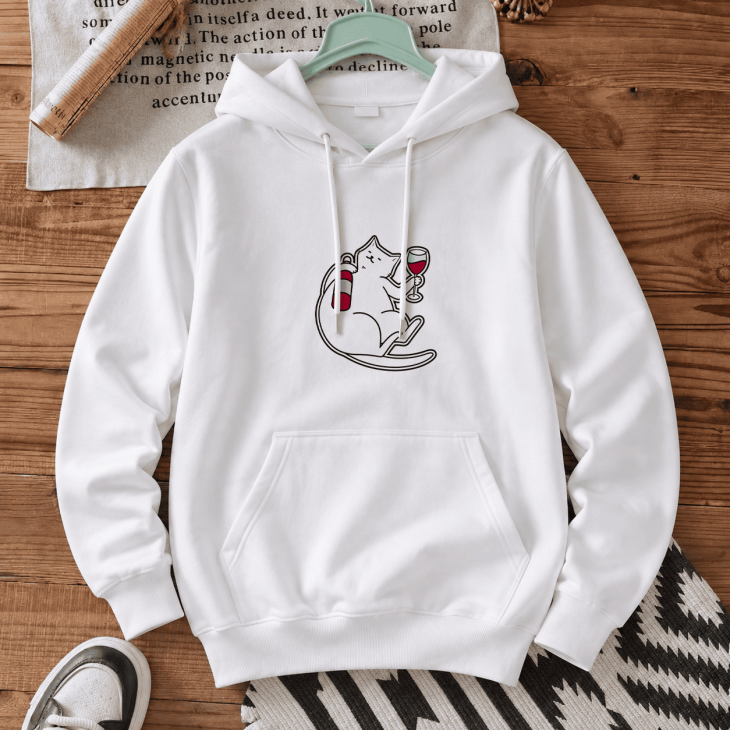Худі з принтом «Kitty with wine»