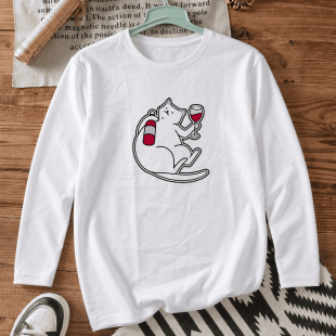 Лонгслів з принтом «Kitty with wine»