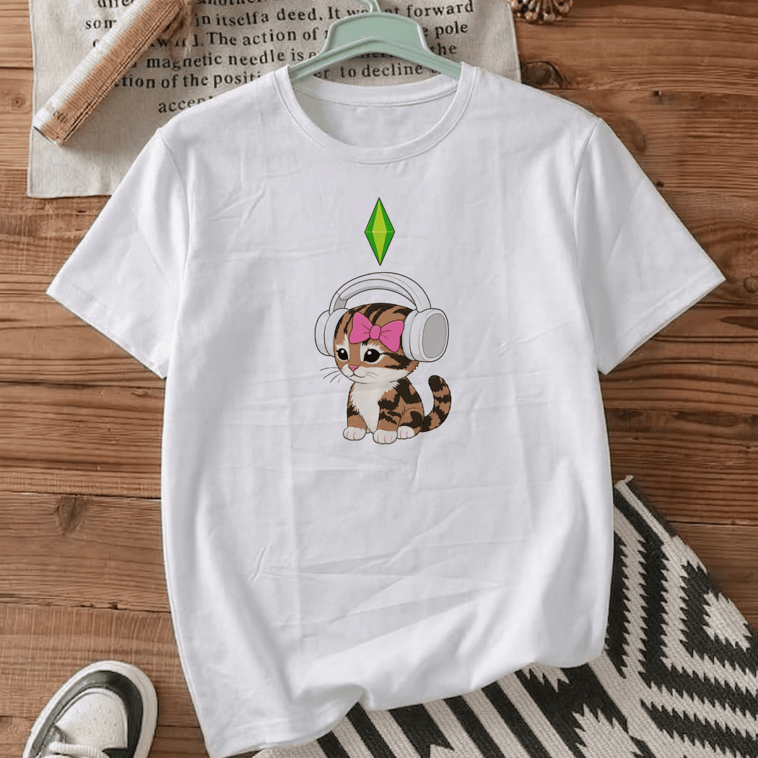 Футболка оверсайз з принтом «Sims kitty»
