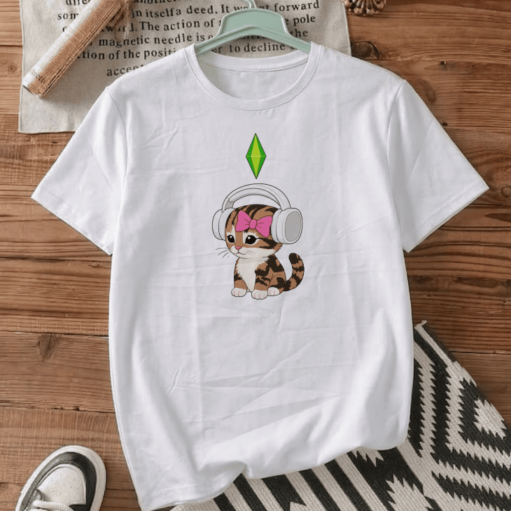 Футболка оверсайз з принтом «Sims kitty»