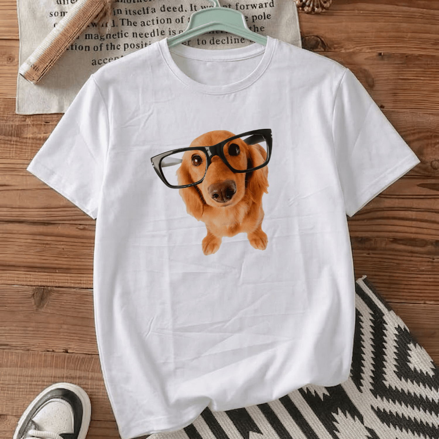 Футболка оверсайз з принтом «Dog in glasses»