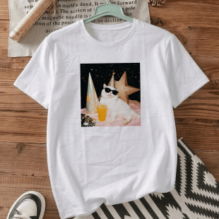 Футболка оверсайз з принтом «Birthday kitty»
