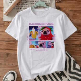 Футболка оверсайз з принтом «Dancing pugs»