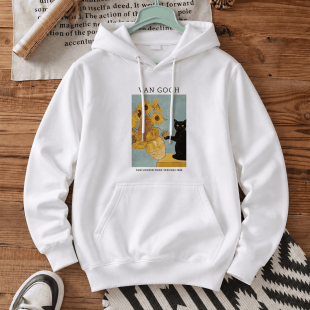 Худі з принтом «Black Cat & Sunflowers»
