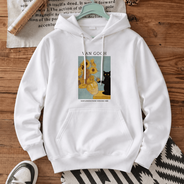 Худі з принтом «Black Cat & Sunflowers»